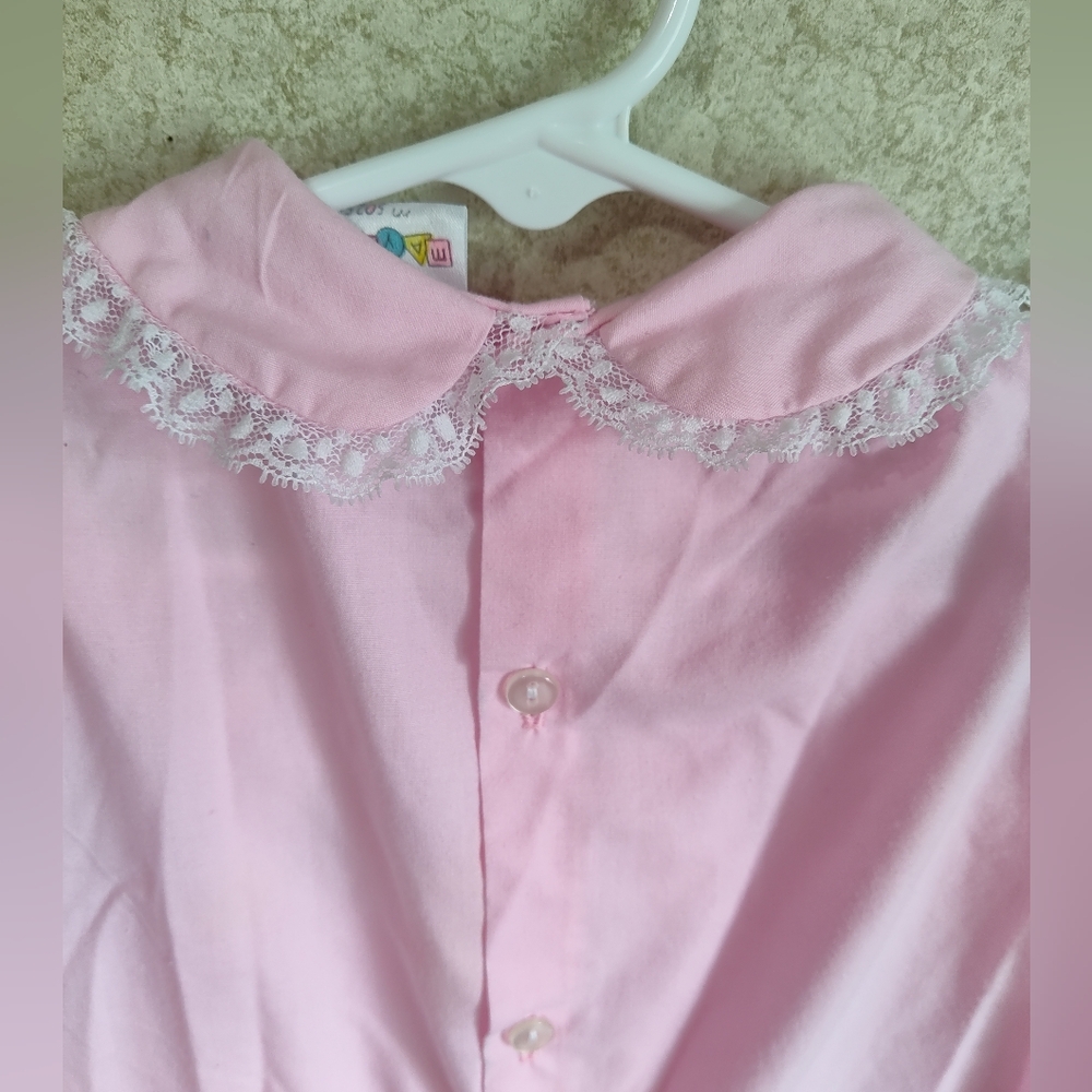 Vintage Mayfair Footed Romper 0-6 Month Kitten Cat Pink Lace Americana Peter Pan - Picture 12 of 15